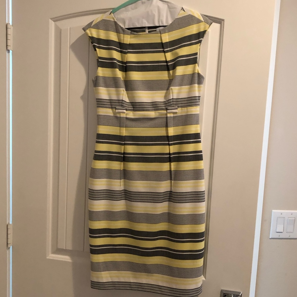 Calvin Klein-Yellow/Grey Striped Dress
